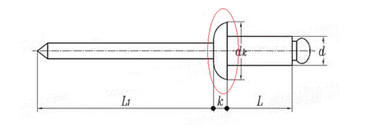 Rivet aveugle à tête ronde de type ouvert DIN73372