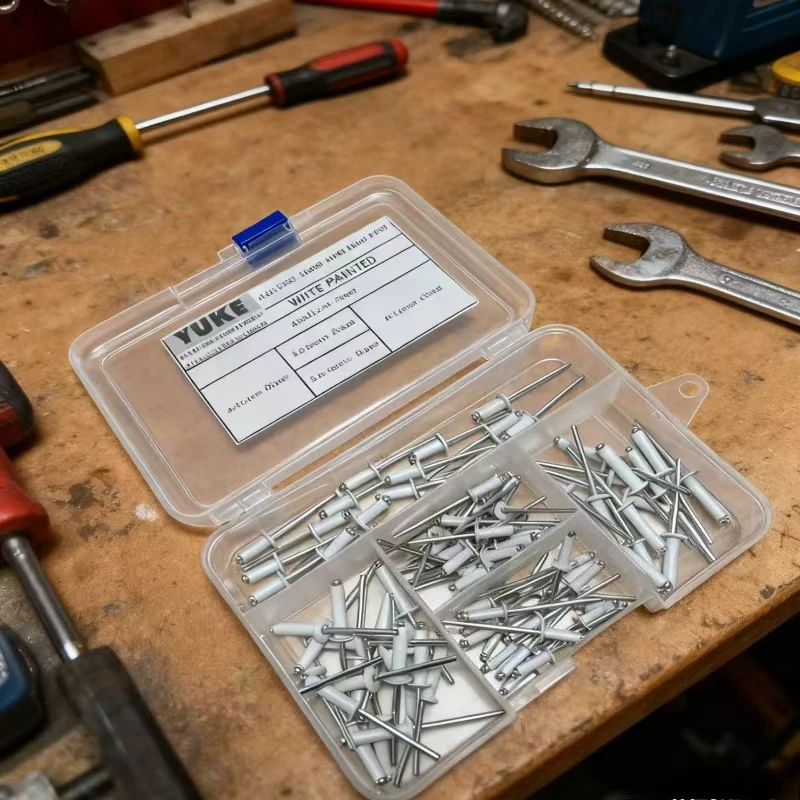 YUKE baltos spalvos aliuminio ir plieno aklosios kniedės